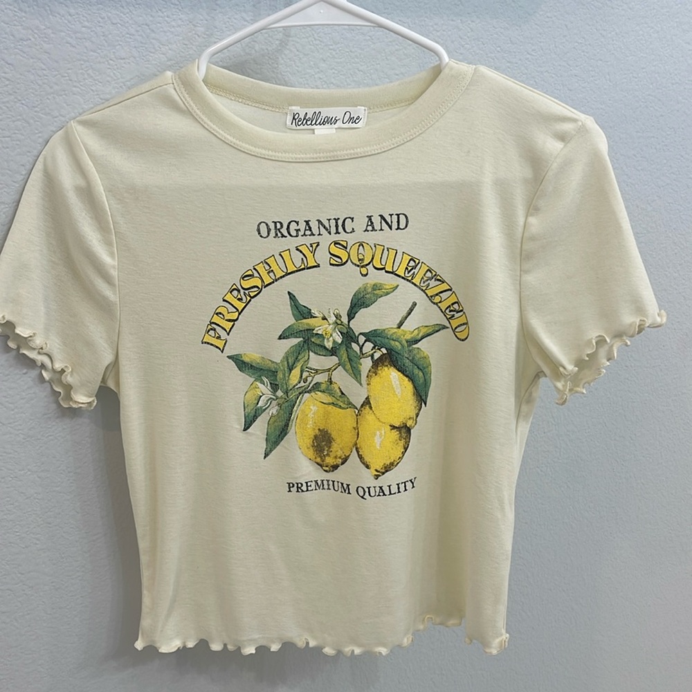 Rebellious One Cropped Tee with Lemon Graphic